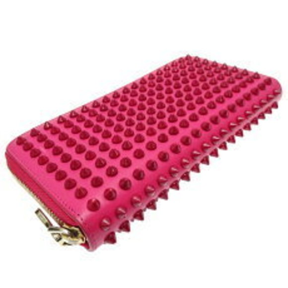 Christian Louboutin Panettone Spike Long Wallet Leather Pink - Picture 3 of 9
